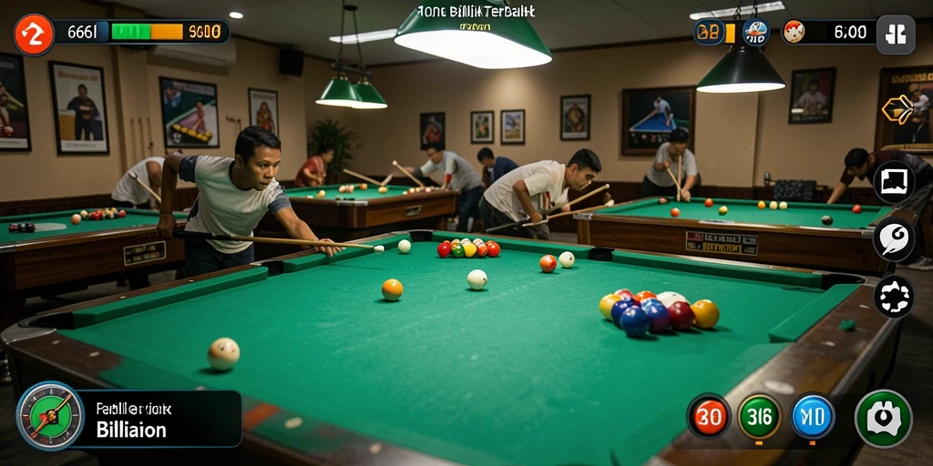 Tampilan antarmuka menawan dari game Billiard 666I.