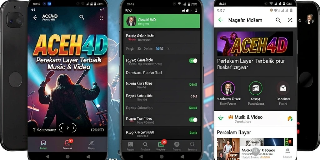 Antarmuka ACEH4D dengan fitur perekaman layar yang mudah digunakan.