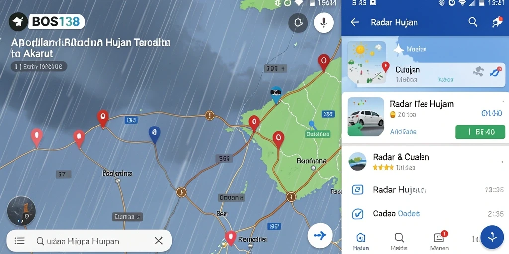 Tampilan antarmuka aplikasi BOS138 menunjukkan fungsi Radar Hujan yang efisien.