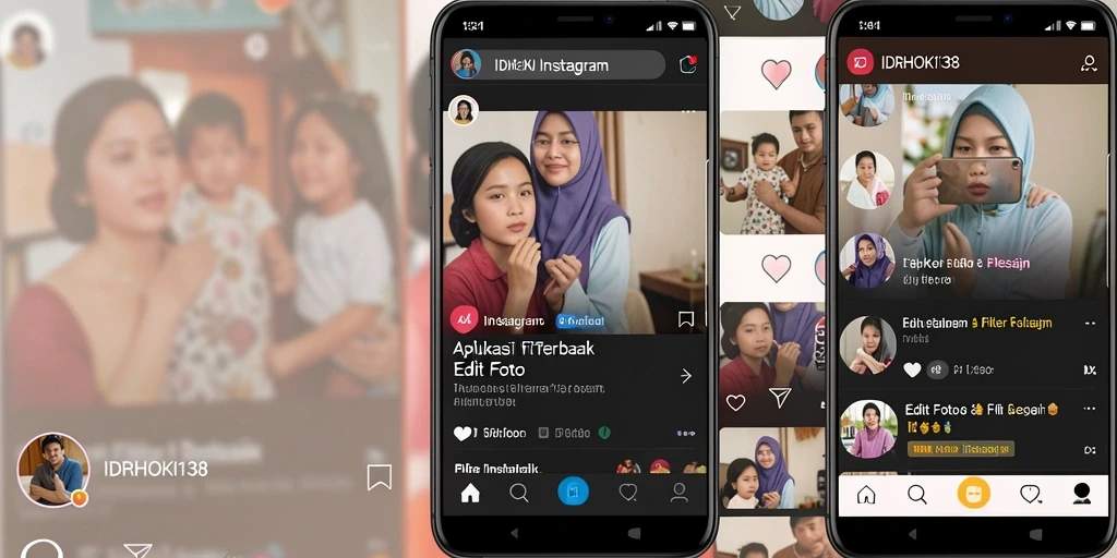 Tampilan antarmuka IDRHOKI138 dengan berbagai filter Instagram.