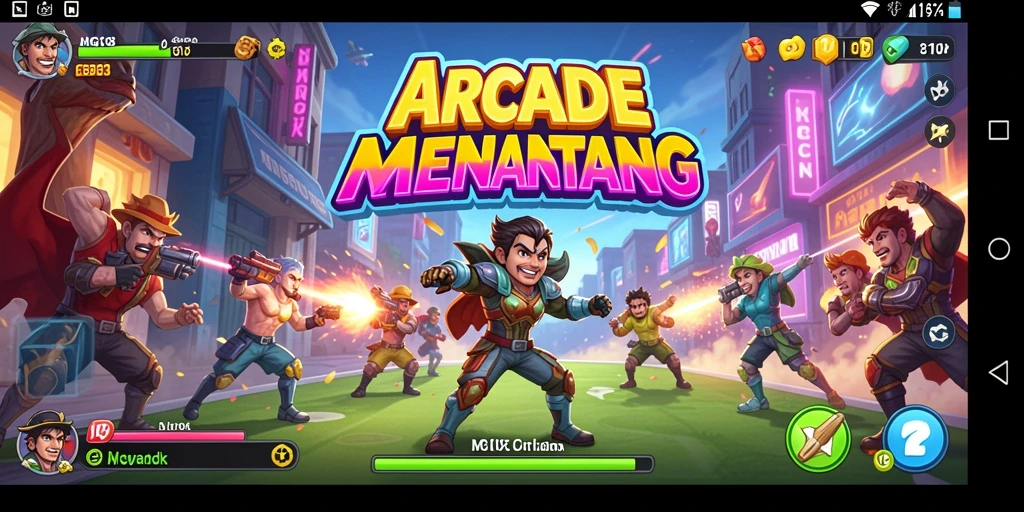 Screenshot utama MG108 menampilkan antarmuka permainan Arcade yang dinamis.