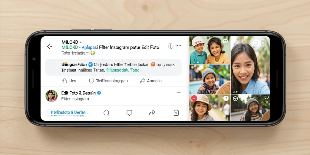 Antarmuka MILO4D yang memudahkan pengeditan foto dengan filter Instagram.