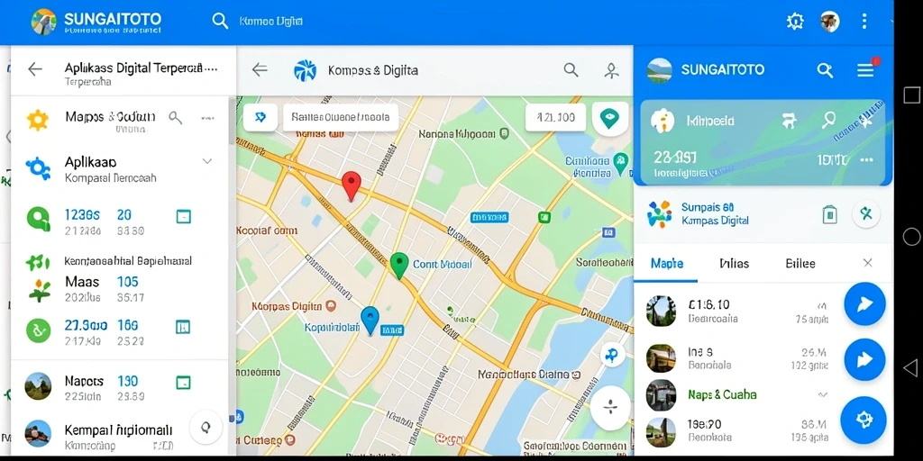 Tampilan antarmuka SUNGAITOTO saat digunakan sebagai Kompas Digital.